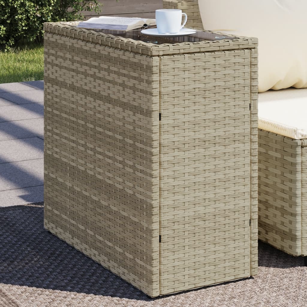 garden side table with glass top 58x27, rattan   garden side table