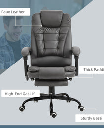 7-Point Vibrating Massage Office Chair High Back Massaging Office Desk Chair with Lumbar Support, Footrest, Gray
