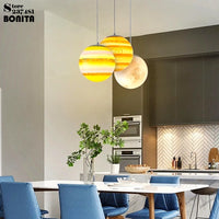 Solar System Planets Painted Chandelier, Creative Star Pendant Lamp for For Kindergarten Kids Room Theme Restaurant Mall Event