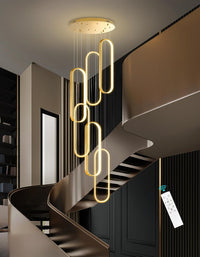 Modern LED Chandeliers for Foyer Entryway High Ceiling Long Staircase Chandeliers Dimmable Dimmable Flush Mount High Villa Foyer 2700K-6000K