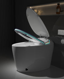 Unique Smart Toilet with Built-In Bidet – One-Piece Intelligent Toilet with Auto Open/Close Seat, Foot Sensor, Warm Water & Dryer (White)