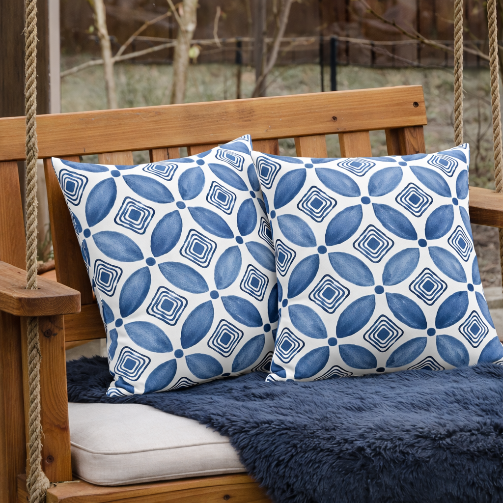 2 Pack Outdoor Throw Pillows, Waterproof & Fade-Resistant Patio Cushions For Garden, Porch, Poolside Furniture - Soft & Comfortable Decorative Pillow Covers 18x18 Inch, Soft Slate Blue
