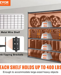 Storage Shelving Unit, 5-Tier Adjustable, 2000 Lbs Capacity, Heavy Duty Garage Shelves Metal Organizer Wire Rack, Black, For Kitchen Pantry Basement Bathroom Laundry Closet
