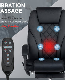 Massage Office Chair, Heated Reclining Computer Chair With Adjustable Height And Footrest, Black