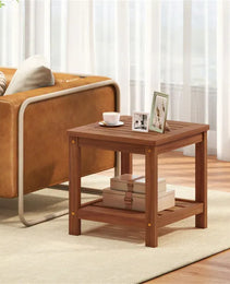 Versatile 2-Tier Wooden Side Table, Easy Assembly Nightstand For Garden Living Room Poolside