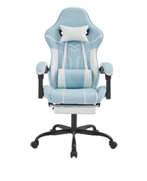 Gaming Chair, Computer Chair Ergonomic Chair With Footrest Office Chair Ergonomic Computer Chair With Lumbar Backrest Bluewhite