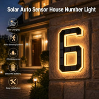 9/6.7/4.7In Solar-Powered Illuminated Outdoor Address Signs - IP54 Waterproof Auto On/Off LED House Numbers Plaque,Modern Farmhouse Home Decor, DIY Personalized Exterior Door Addressing Accessory