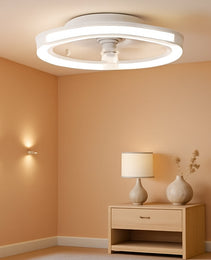 20 Inch White Ceiling Fan With Remote Control  LED Lighting