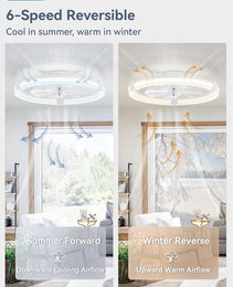 20 Inch White Ceiling Fan With Remote Control  LED Lighting