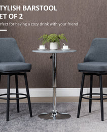 Modern Bar Stools, Set Of 2 Swivel Kitchen Chairs, Dark Gray
