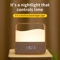 LED Night Light with Clock Digital Alarm Clock Rechargeable Bedside Lamp Dimmable Wake Up Light Table Clock 1500mAh Battery