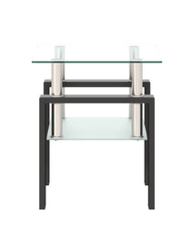 1-Piece Modern Tempered Glass Tea Table Coffee Table End Table, Square Table For Living Room, Transparent Black