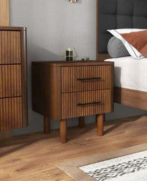Logan Mid Century Modern Walnut Nightstand Bed Side Tables With 2 Drawers
