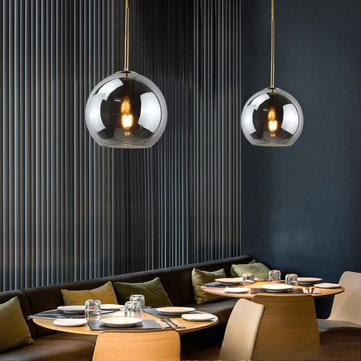 Modern Glass Ball Chandelier Lights for Dining Room Bar Kitchen Hanging Lamps Living Smoky Gray Glass Lampara Lustres Led Lights