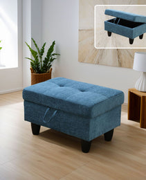 Pickup Only--Blue Flannel 3-Piece Living Room Sofa Set