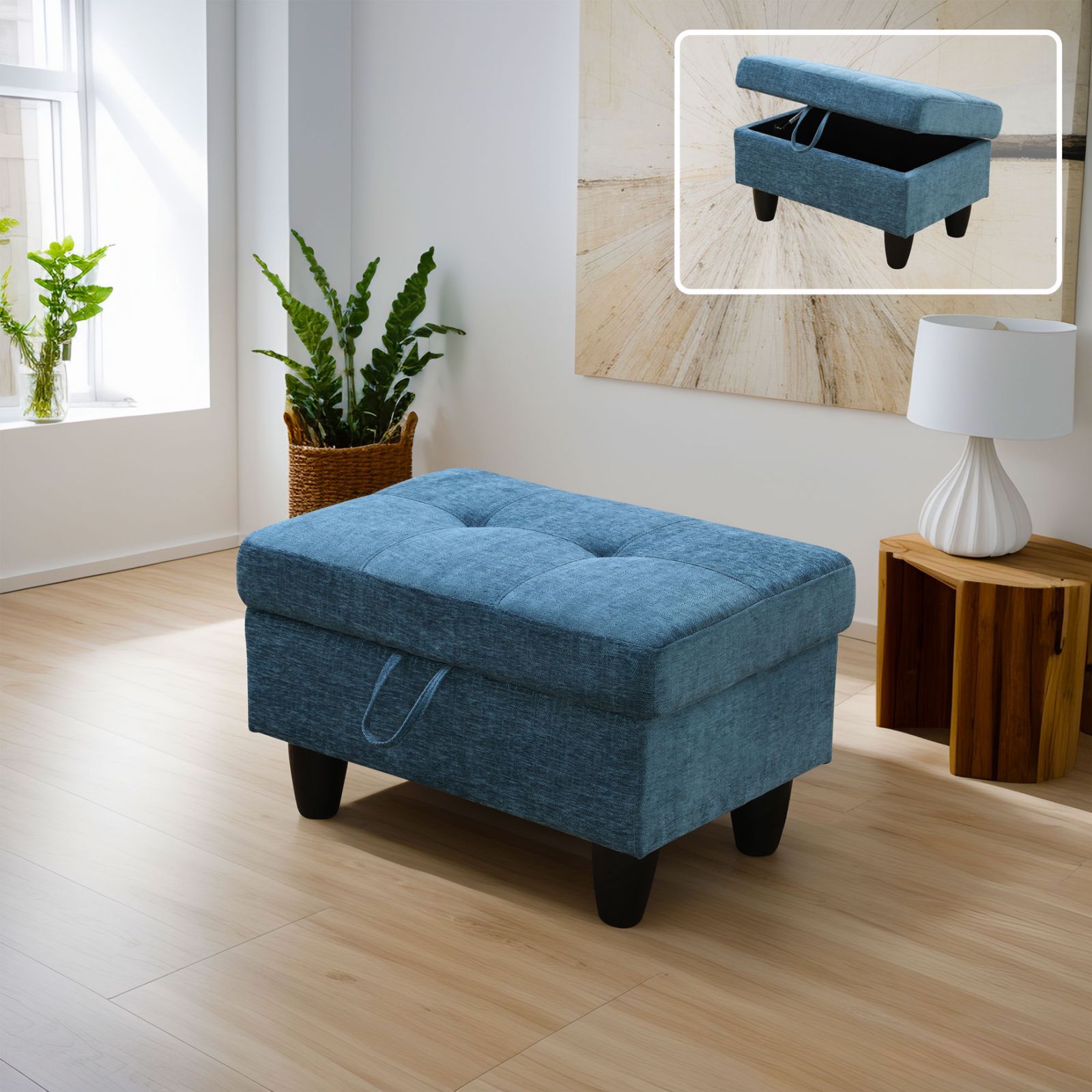 Pickup Only--Blue Flannel 3-Piece Living Room Sofa Set