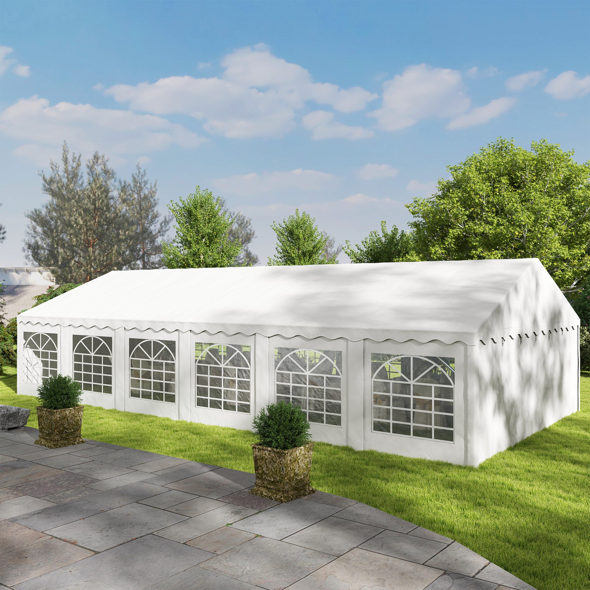 20’ x 40’ Party Tent, Outdoor Canopy Tent with Removable Sidewalls, 12 Windows for Parties, Wedding, Events, BBQ, White