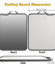 2Pcs Double-Sided Stainless Steel & PP Cutting Board Set – Non-Slip Kitchen Chopping Board with Knife Sharpener & Grinding Zone