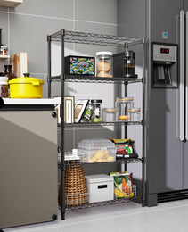 1250 Lbs Steel Heavy Duty 5-Tier Utility Shelving Unit Steel Organizer Wire Rack For Home,Kitchen,Office,Black  13.8  D X 23.6  W X 62.4  H