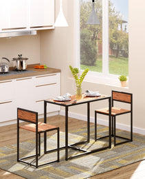 3-Piece Industrial Dining Table Set for 2, Kitchen Table and Chairs, Dining Room Sets for Small Spaces, Rustic Brown