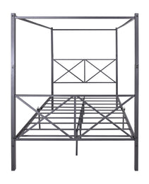 Metal Canopy Bed Frame, Platform Bed Frame With X Shaped Frame Full Black
