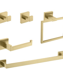 5 Piece SUS304 Bathroom Set Towel Bar  Ring  Hooks  TP Holder  Brushed Finish