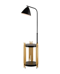 Luxury Shelves Floor Lamp For Living Room With Metal Lampshade, Standing Lamp Tall Industrial Floor Lamp Reading For Bedroom, Office E26 No Included Bulb -Matte Gold Matte Black
