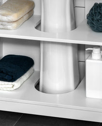 Under Sink Pedestal Storage Bathroom Cabinet, Gray White