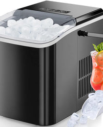 Countertop Ice Maker With Handle, 26lbs&24H Portable Ice Machine, 9 Bullet Ice Cubes Ready In 6 Mins, Self-Cleaning, Quiet Compact Ice Maker For Home, Kitchen, RV, Camping