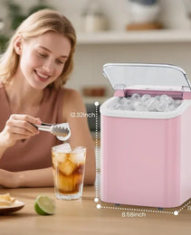 Countertop Ice Maker With Handle, 26lbs&24H Portable Ice Machine, 9 Bullet Ice Cubes Ready In 6 Mins, Self-Cleaning, Quiet Compact Ice Maker For Home, Kitchen, RV, Camping