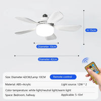 E27 E26 Base LED Home-use Ceiling Fan Light with Wireless Remote Smart Quiet Indoor LED Fan Lamps  for Room Office Study Kitchen