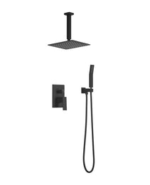 Matte Black Shower Set System Bathroom Luxury Rain Shower Combination Set Ceiling Mounted Showerhead Showerhead Faucet