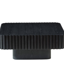 31.5 Inch Modern Handcraft Drum Coffee Table Square Coffee Table For Living Room,Small Wooden Coffee Table With Sturdy MDF Pedesta,Black Color