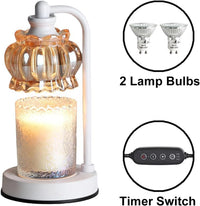 Dimmable Candle Lamp Wax Melt Warmer with Timer and 2 Bulbs - Electric Candle Warmer for Bedroom, Living Room, House Warming Gifts for Women, Mom