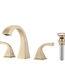 2-Handle Bathroom Sink Faucet With Drain, Brushed Gold