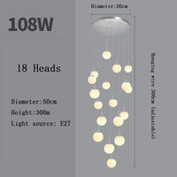 Stairs Modern Nordic LED Glass Chandelier Loft Duplex Living Room Lamp Hotel Lobby Long Chandelier Home Decorative Lighting