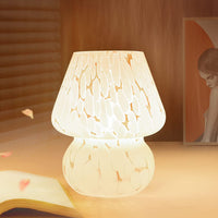 Mushroom Table Lamps Set of 2, Dimmable Glass Bedside Lamp, Cute Small Nightstand Lamp for Living Room, Bedroom, Home Decor, 7.1'' H, White