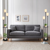 Floor Lamp With Shelf, Floor Lamp For Modern Living Room, 3 Light Standing Lamp With Linen Shade And Foot Switch Unavailable Platforms- CJDS