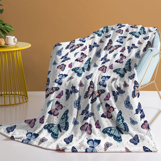 Garden Purple Butterfly Flannel Throw Blanket Soft Blankets And Throws Lightweight Plush Butterflies Lovers Gifts For Women Kids Girls