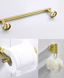 3-Pieces Bathroom Hardware Accessories Set - Towel Bar, Toilet Paper Holder, Robe Towel Hooks