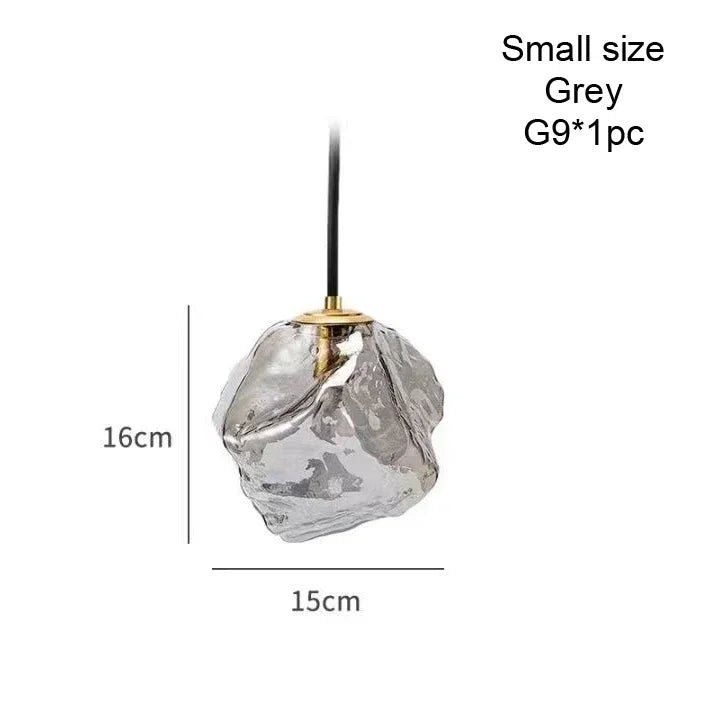 Ice Crystal Pendant Lamp Nordic Minimalism Bedside Restaurant Mirror Front Atmosphere Droplight Glass Stone Ceiling Chandelier