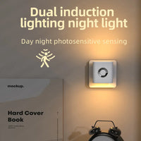 Human Motion Sensor Night Light, Auto On/Off Bedside Cabinet Lamp, Up & Down Glow Ambient Light, Eye-Care LED Bedroom Night Lamp