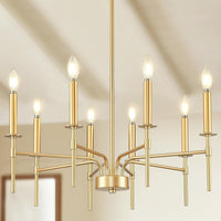 Modern Farmhouse Gold Chandeliers for Dining Room Light Fixture, 8-Light Metal Candle Chandeliers Lighting for Living Room Staircase Foyer Entryway Bedroom