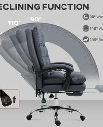 Microfibre Massage Office Chair, Heated Reclining Chair With Footrest