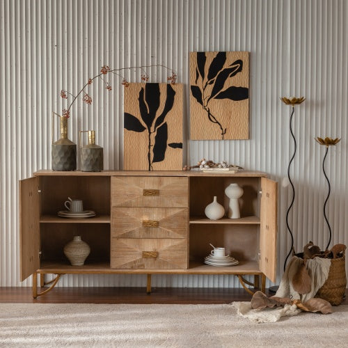 9 Drawers Dresser, Modern Dressers & Chests Of Drawers, TV Stand,Light Wood Dresser For Bedroom,Living Room,Hallway