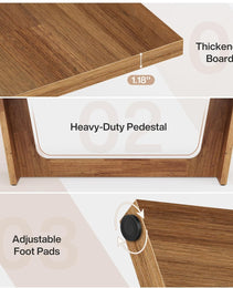 70.87-Inch Executive Computer Desk: Large Home Office Desk With Solid Wooden Pedestal, Industrial Wood Study Writing Table