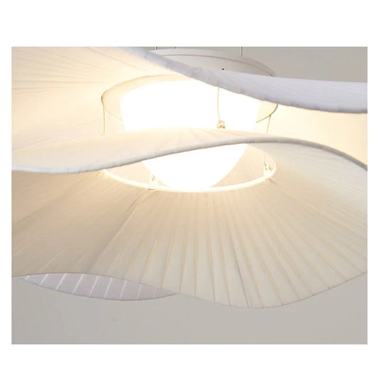 White Fabric Chandeliers LED Modern Dining Table Lamp Minimalist Bedroom Dining Room Living Room Hanging Chandelier Indoor Lamps