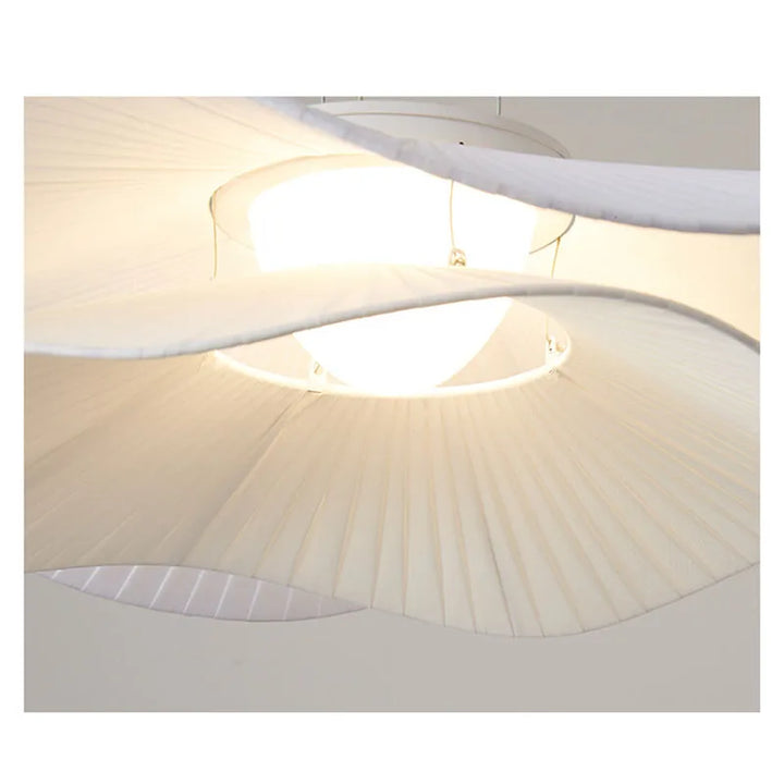 White Fabric Chandeliers LED Modern Dining Table Lamp Minimalist Bedroom Dining Room Living Room Hanging Chandelier Indoor Lamps