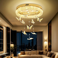 Butterfly Chandelier Black 48In Modern Crystal Raindrop Chandelier Lighting Flush Mount Ceiling Chandeliers for Living Room 20XGU10