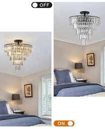 Large Black Crystal Chandelier, Contemporary Style Chandelier